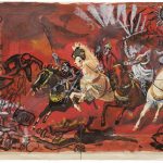 Antonio Berni, Sin título. De la serie Apocalipsis y Crucifixiones, 1980.(30.5 cm x 46 cm). La apocalíptica es un género literario que surge en la cultura hebrea y la iglesia primitiva
